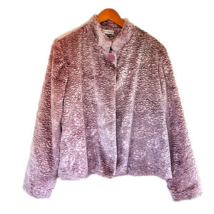 VINTAGE Drapers & Damons Rose Pattern Chenille Pink Coat Fully Lined Size Medium
